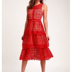 Lulus Red Eyelet dress